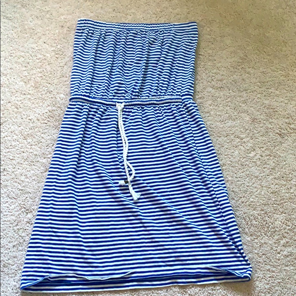 Gap blue and white strapless dress